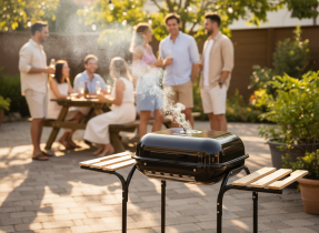 Chomik - Amerikanischer Holzkohlegrill mit seitlichen Ablagen und Rädern - BBQ0155