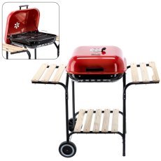Amerikanischer Holzkohlegrill mit seitlichen Ablagen und Rädern - BBQ0155