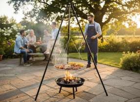 Chomik - Hängendes, verstellbares Grillnetz für Dreibein – BBQ0162