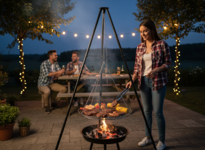Chomik - Hängendes, verstellbares Grillnetz für Dreibein – BBQ0162
