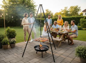 Chomik - Hängendes, verstellbares Grillnetz für Dreibein – BBQ0162
