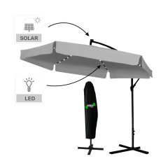 Chomik - Gartenschirm Banana mit LED-Bezug 3 m – grau – GAO1497