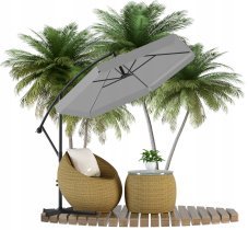 Chomik - Gartenschirm Banana mit LED-Bezug 3 m – grau – GAO1497