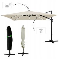 Chomik - Gartenschirm 3x4 m Roma mit LED-Bespannung – beige – GAO1589