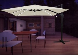Chomik - Gartenschirm 3x4 m Roma mit LED-Bespannung – beige – GAO1589