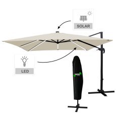 Chomik - Gartenschirm 3x4 m Roma mit LED-Bespannung – beige – GAO1589