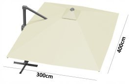 Chomik - Gartenschirm 3x4 m Roma mit LED-Bespannung – beige – GAO1589