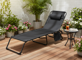 Chomik - Gartenliege mit Tasche – Schwarz – LEZ2777