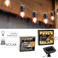 Chomik - Solar-Lichterkette für den Garten 2+1,8 m Loft 10 LED warmweiß - SOL3644