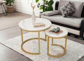Zweiteilig runder Marmorcouchtisch – FAT1459