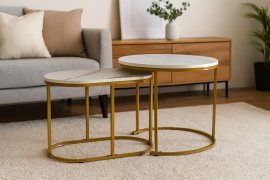 Zweiteiliges Marmorcouchtisch-Set – FAT1466