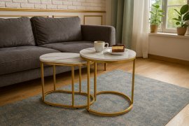Chomik - Zweiteiliges Marmorcouchtisch-Set – FAT1466