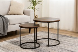 Zweiteiliges rundes Couchtisch-Set – FAT1473