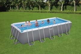 Chomik - Pool mit Metallrahmen 4,12×2,01×1,22 m - BES56457 (Pool, Sandpumpe, Leiter, Dosierer) *0258 *6288