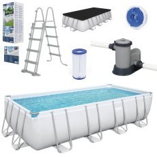 Chomik - Pool mit Metallrahmen 4,88×2,44×1,22 m - BES56671 (Pool, Sandfilterpumpe, Leiter, Abdeckplane, Dosierer) *6592