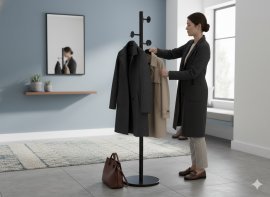 Chomik - Stehende Garderobe Reda 174 cm – Schwarz – LOF5301