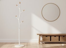 Chomik - Stehende Garderobe Bungund 170 cm – Weiß – LOF5394