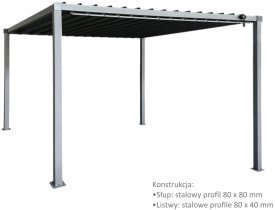 Chomik - Gartenpergola mit Metalldach 3x3x2,2 m – Grau – TUN5122