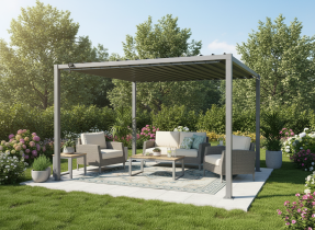 Chomik - Gartenpergola mit Metalldach 3x3x2,2 m – Grau – TUN5122