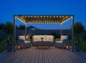 Chomik - Gartenpergola mit Metalldach 3x3x2,2 m – Grau – TUN5122