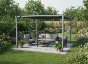 Chomik - Gartenpergola mit Metalldach 3x3x2,2 m – Grau – TUN5122