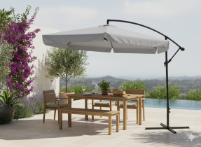 Chomik - Gartenschirm Banana 3 m – grau – GAO6280