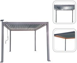 Chomik - Gartenpergola mit LED-Beleuchtung 3x3x2,5 m – Grau – GOL0555