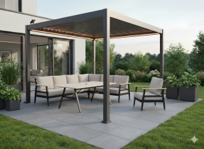 Chomik - Gartenpergola mit LED-Beleuchtung 3x3x2,5 m – Grau – GOL0555