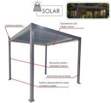 Chomik - Gartenpergola mit LED-Beleuchtung 3x3x2,5 m – Grau – GOL0555