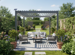 Chomik - Gartenpergola mit LED-Beleuchtung 3x3x2,5 m – Grau – GOL0555
