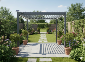Chomik - Gartenpergola mit LED-Beleuchtung 3x3x2,5 m – Grau – GOL0555