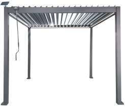 Chomik - Gartenpergola mit LED-Beleuchtung 3x3x2,5 m – Grau – GOL0555