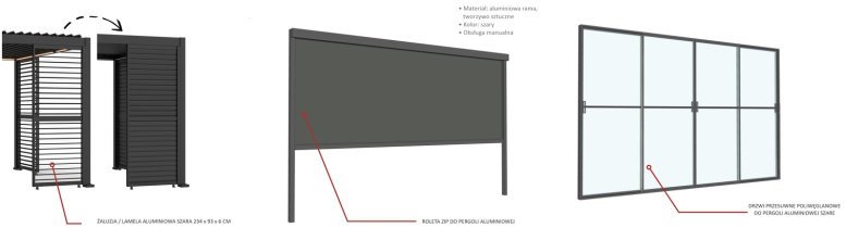 Chomik - Gartenpergola mit LED-Beleuchtung 3x3x2,5 m – Grau – GOL0555