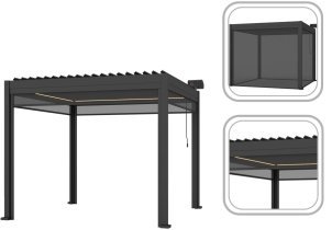 Chomik - ZIP-Rollo für Aluminium-Pergola 3 m – Grau – GOL0579