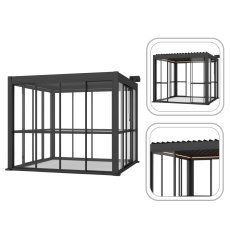 Schiebetüren für Aluminium-Pergola, grau, 3 m – GOL0609