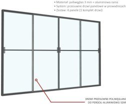 Chomik - Schiebetüren für Aluminium-Pergola, grau, 3 m – GOL0609