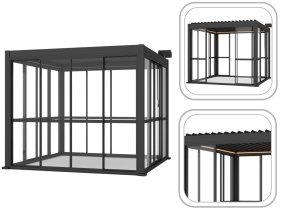 Chomik - Schiebetüren für Aluminium-Pergola, grau, 3 m – GOL0609