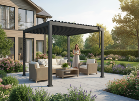 Chomik - Gartenpergola LED 3x3x2,5 m – Grau – VIN0623