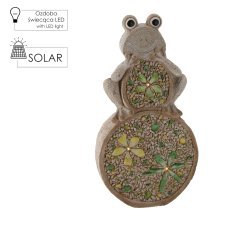 Chomik - Gartenfigur – Frosch auf Stein mit LED – GOT7331
