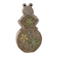 Gartenfigur – Frosch auf Stein mit LED – GOT7331