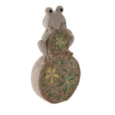 Chomik - Gartenfigur – Frosch auf Stein mit LED – GOT7331