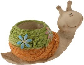 Gartenübertopf – Schnecke mit geflochtenem Gehäuse – GOT7362