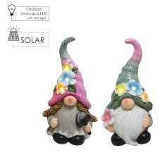 Chomik - Gartenfigur – Zwerg Junge/Mädchen mit LED, 2 Stück – GOT7744