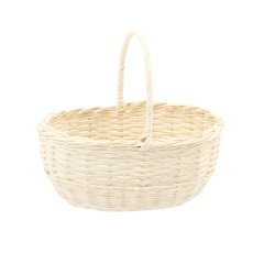 Rattankorb mit Henkel, 28 x 21 x 12/25 cm – Weiß – DRA06_8833