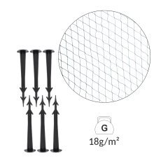 Vogelschutznetz 8x20 m + 16 Kunststoff-Befestigungsstifte - JAW5184