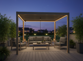 Chomik - Pergola mit LED-Beleuchtung 3x3x2,5 m in Holzoptik - RIT1415