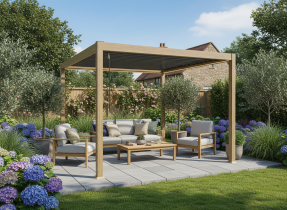 Chomik - Pergola mit LED-Beleuchtung 3x3x2,5 m in Holzoptik - RIT1415
