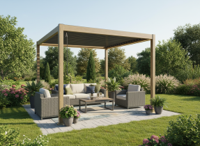 Chomik - Pergola mit LED-Beleuchtung 3x3x2,5 m in Holzoptik - RIT1415