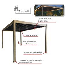 Chomik - Pergola mit LED-Beleuchtung 3x4x2,5 m – dunkelgrau – RIT1439