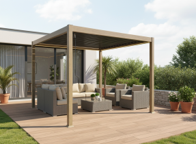 Chomik - Pergola mit LED-Beleuchtung 3x4x2,5 m – dunkelgrau – RIT1439